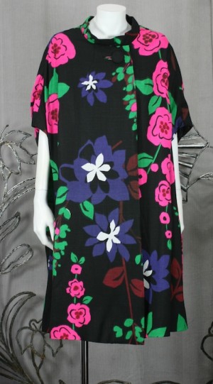 1950’s Floral Linen Coat Cape