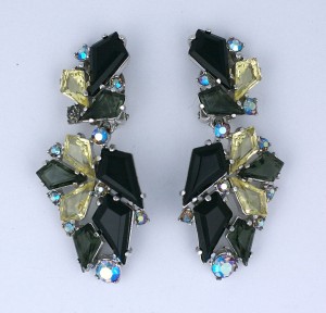 Schiaparelli Jet, Smoke and Citrine Earrings