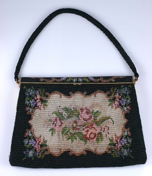 French Cut Steel Rose Intarsia Purse