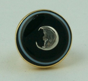 Custom Carved Diamond “Man in the Moon” Agate Ring