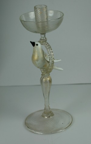 Gilt Venetian Glass Bird Candlestick