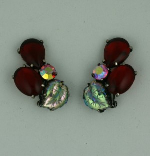 Schiaparelli Ruby and Aurora Earclips