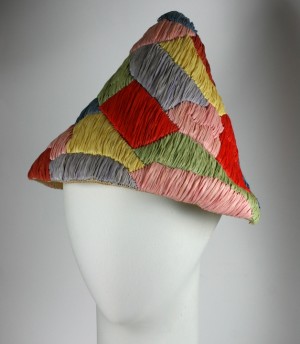 Italian Straw Patchwork Cone Hat