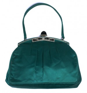 Emerald Satin, Onyx and Marcasite Evening Bag
