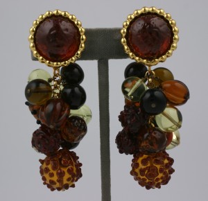 Dominique Aurientis Pate de Verre Fruit Earrings by Gripoix