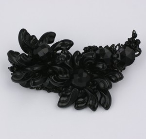Miriam Haskell Victorian Revival Jet Festoon Brooch