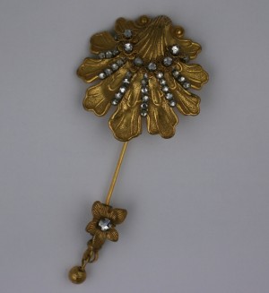Miriam Haskell Gilt Baroque Shell Stickpin Brooch