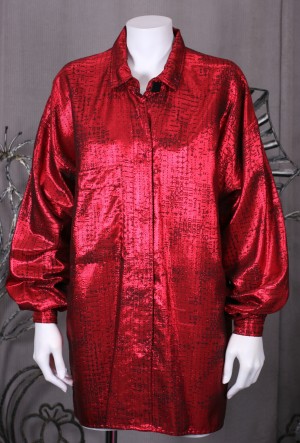 Elizabeth de Senneville Red Lame Shirt