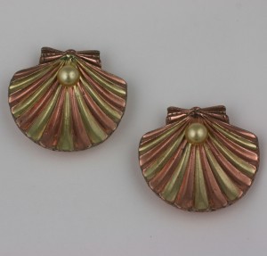 Trifari Retro Scallop Shell Clip Brooches