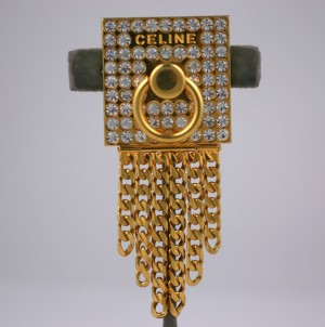Celine Pave Door Knocker Logo Brooch