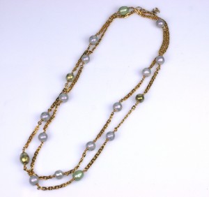 Chanel Sautoir with Lilac and Celadon Pearls