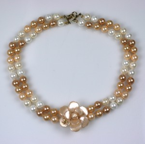 Chanel Camellia on Ombre Pearls