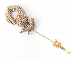 Miriam Haskell Micro Pearl Pave Stickpin Brooch