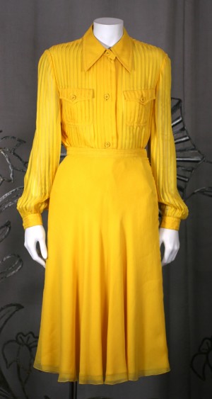 Galanos Charming Chrome Yellow Chiffon Skirt Ensemble