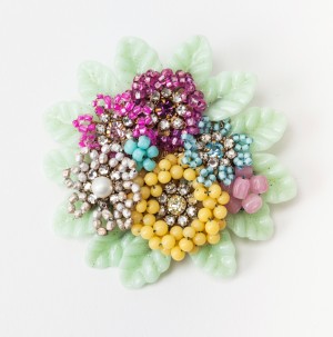 Miriam Haskell Round Floral Bouquet Brooch