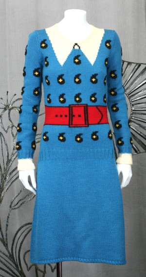 Charming Trompe L’Oiel Wool Sweater Dress