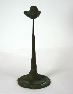 Bronze Arts and Crafts Clover Candlestick, Jessie Preston